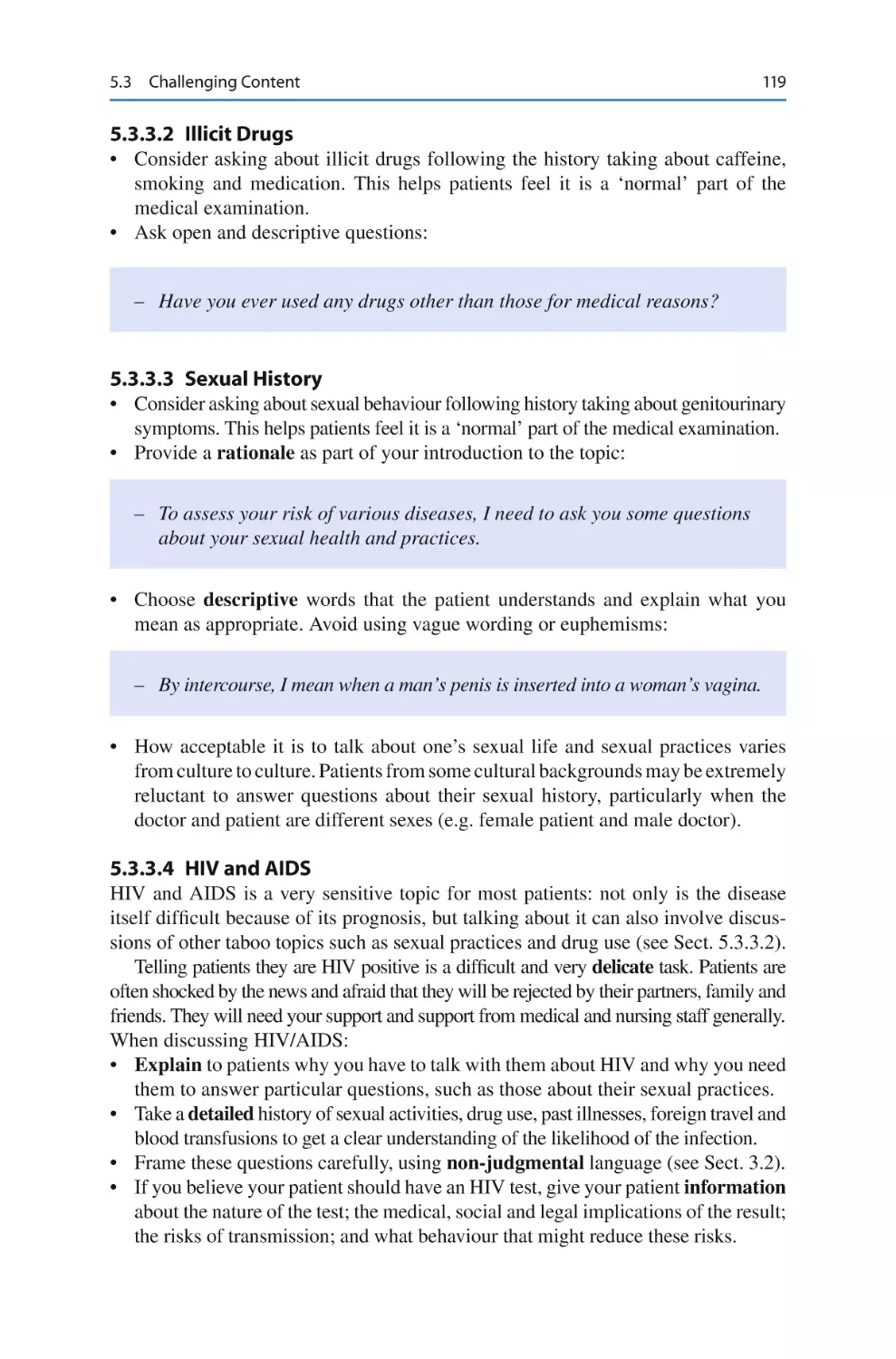 5.3.3.2 Illicit Drugs
5.3.3.3 Sexual History
5.3.3.4 HIV and AIDS