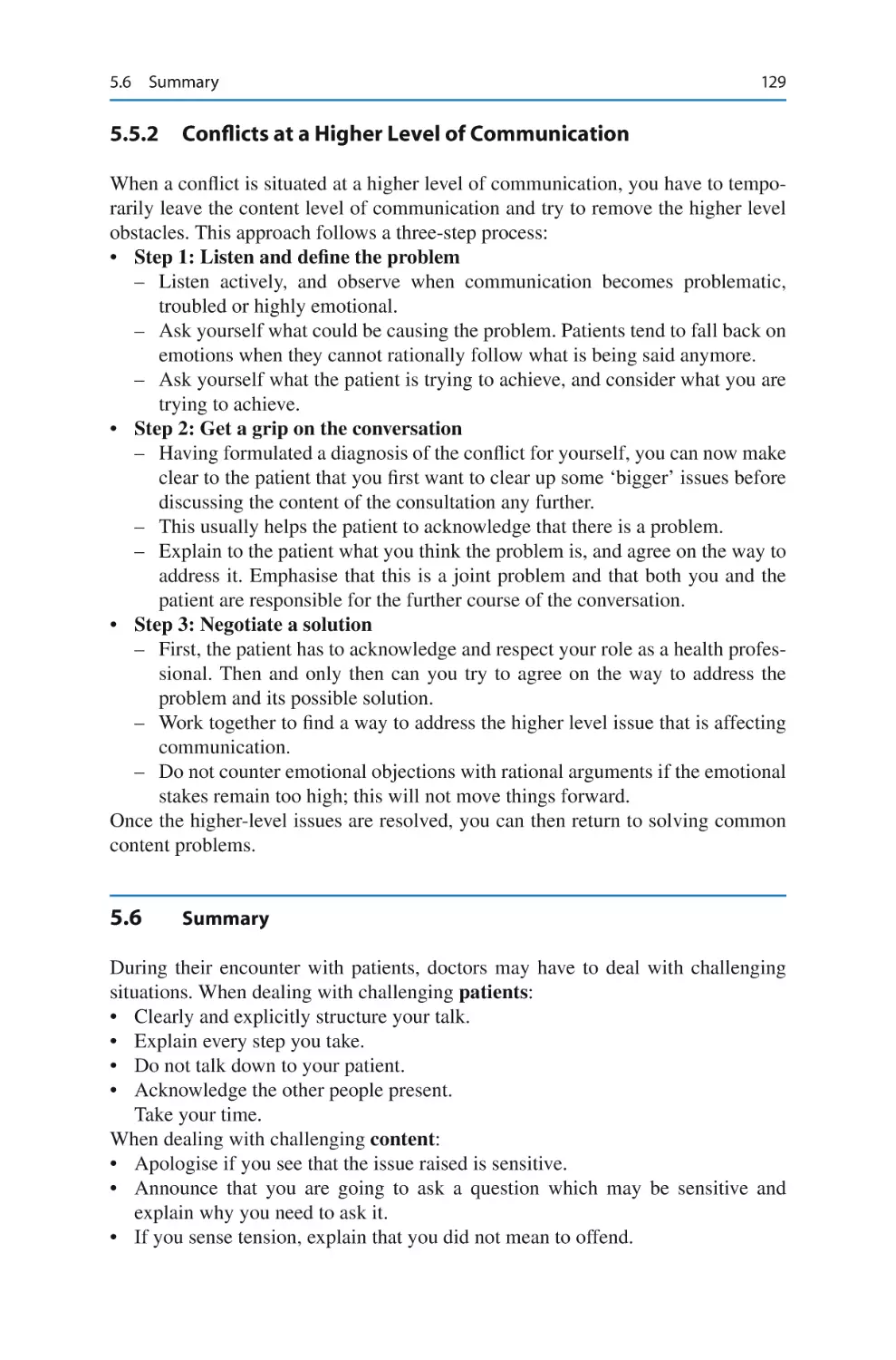 5.5.2	 Conﬂicts at a Higher Level of Communication
5.6	 Summary