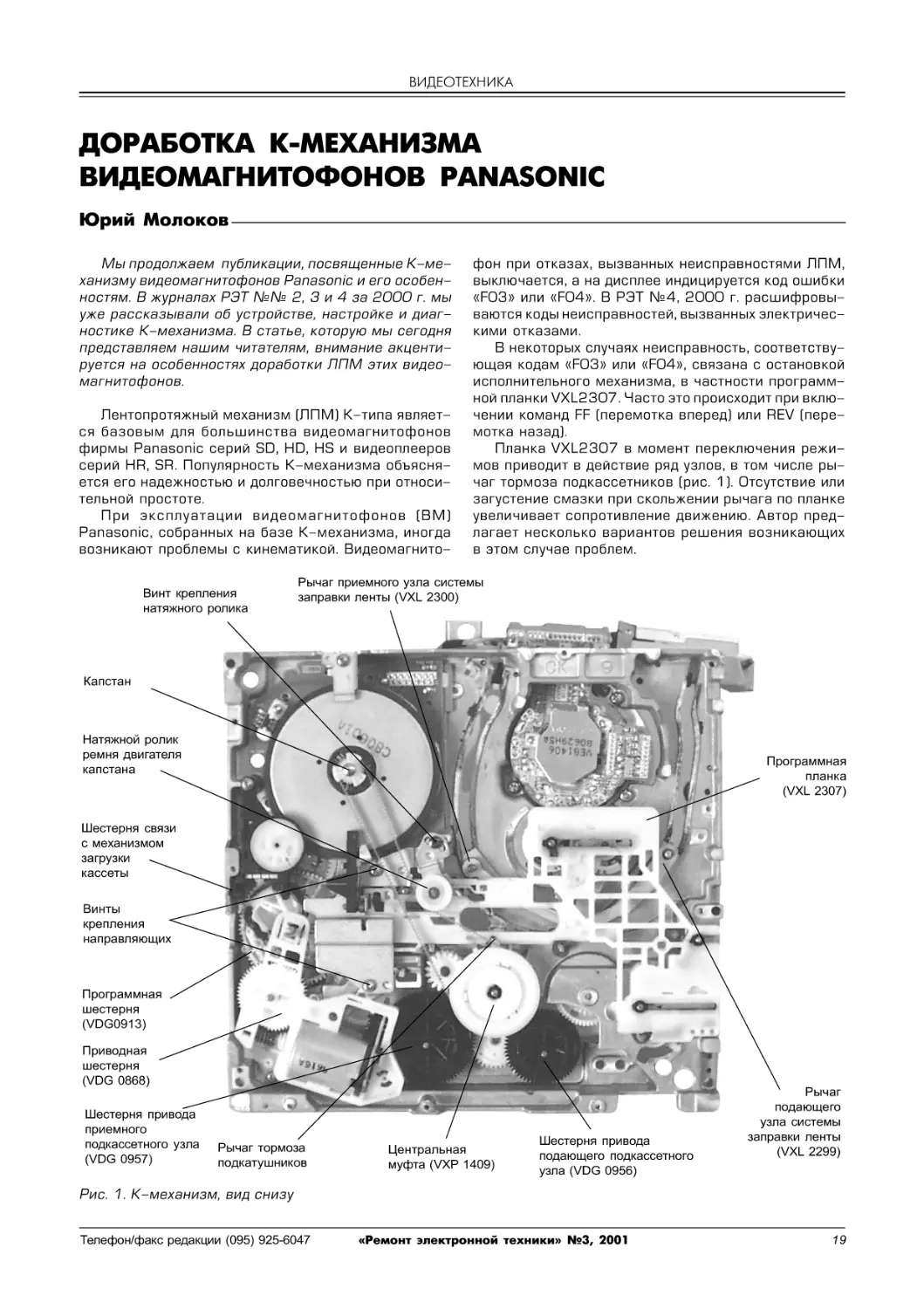 Молоков Ю. Доработка К-механизма видеомагнитофонов Panasonic