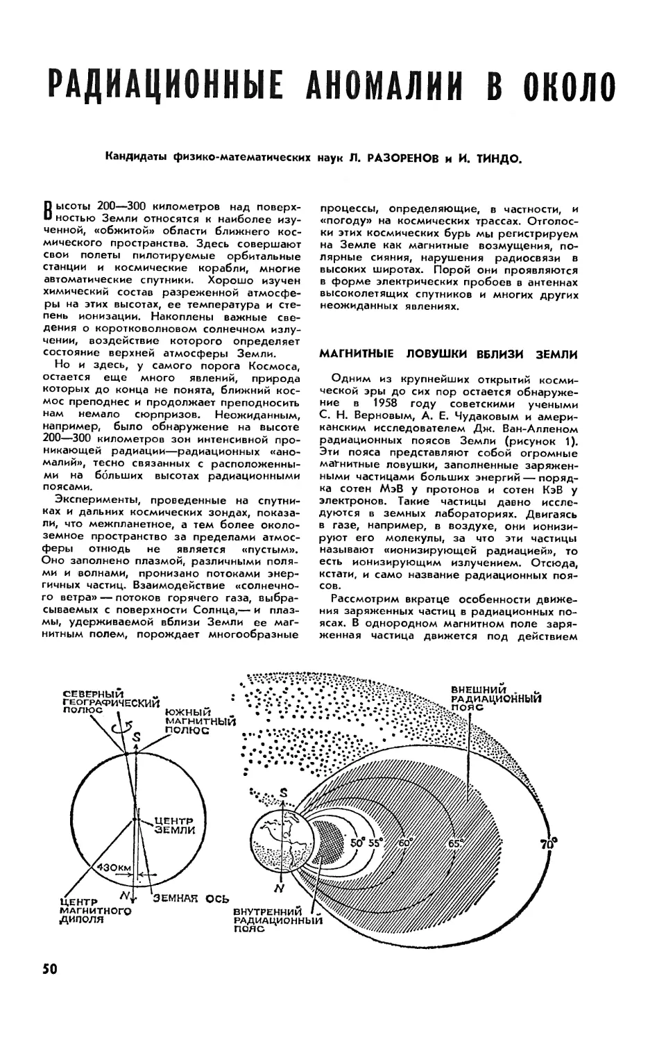 Л. РАЗОРЕНОВ, канд. физ.-мат. наук, И. ТИНДО, канд. физ.-мат. наук — Радиационные аномалии в околоземном пространстве