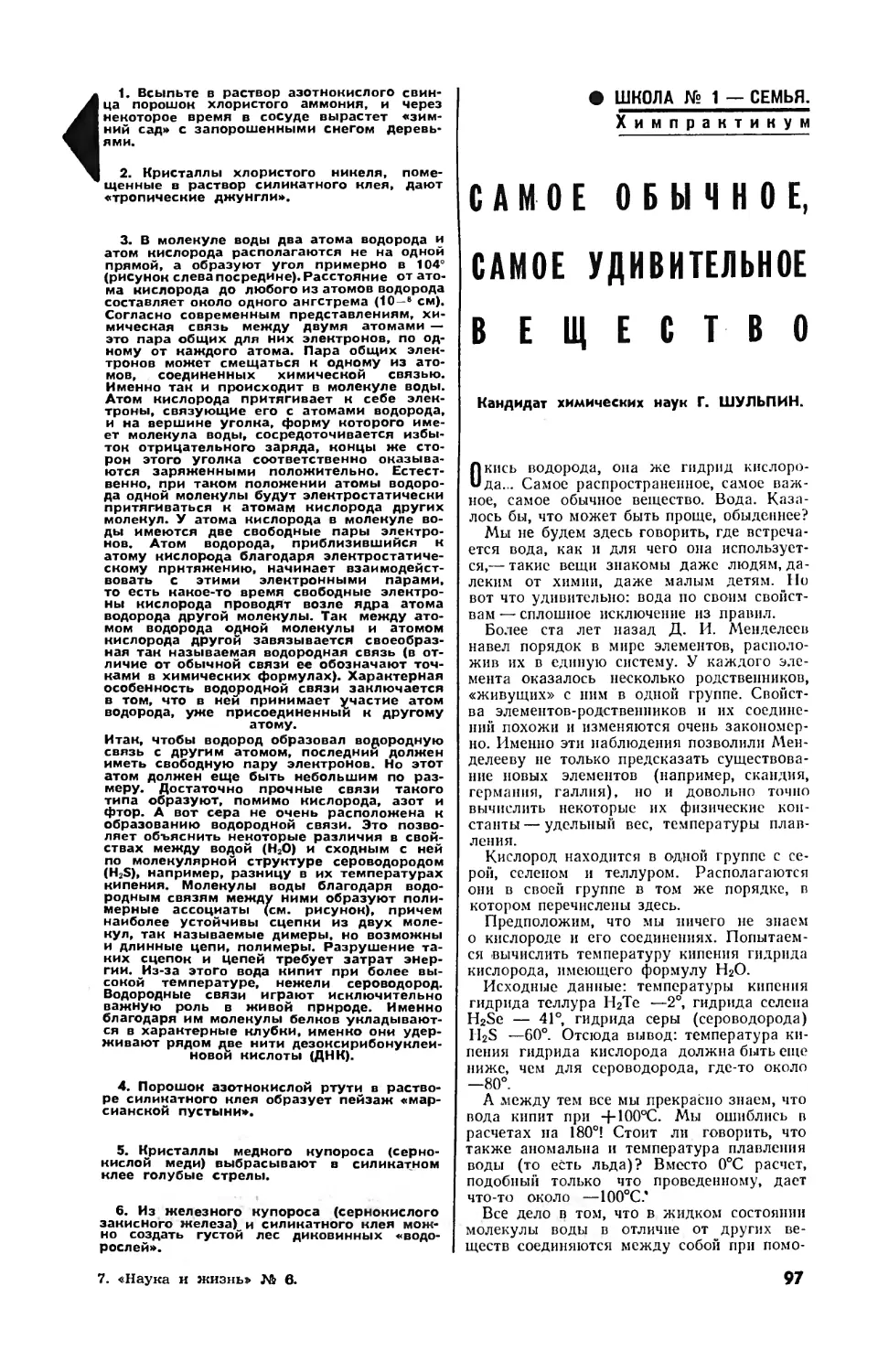 Г. ШУЛЬПИН, канд. хим. наук — Самое обычное, самое удивительное вещество