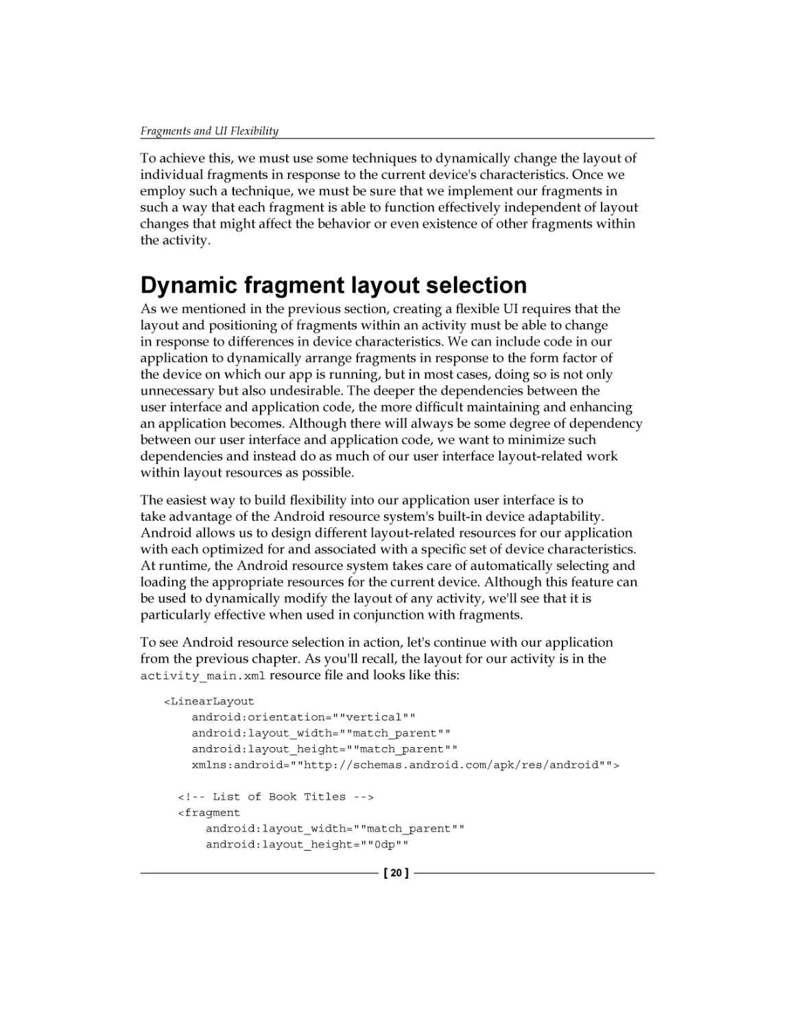 Dynamic fragment layout selection