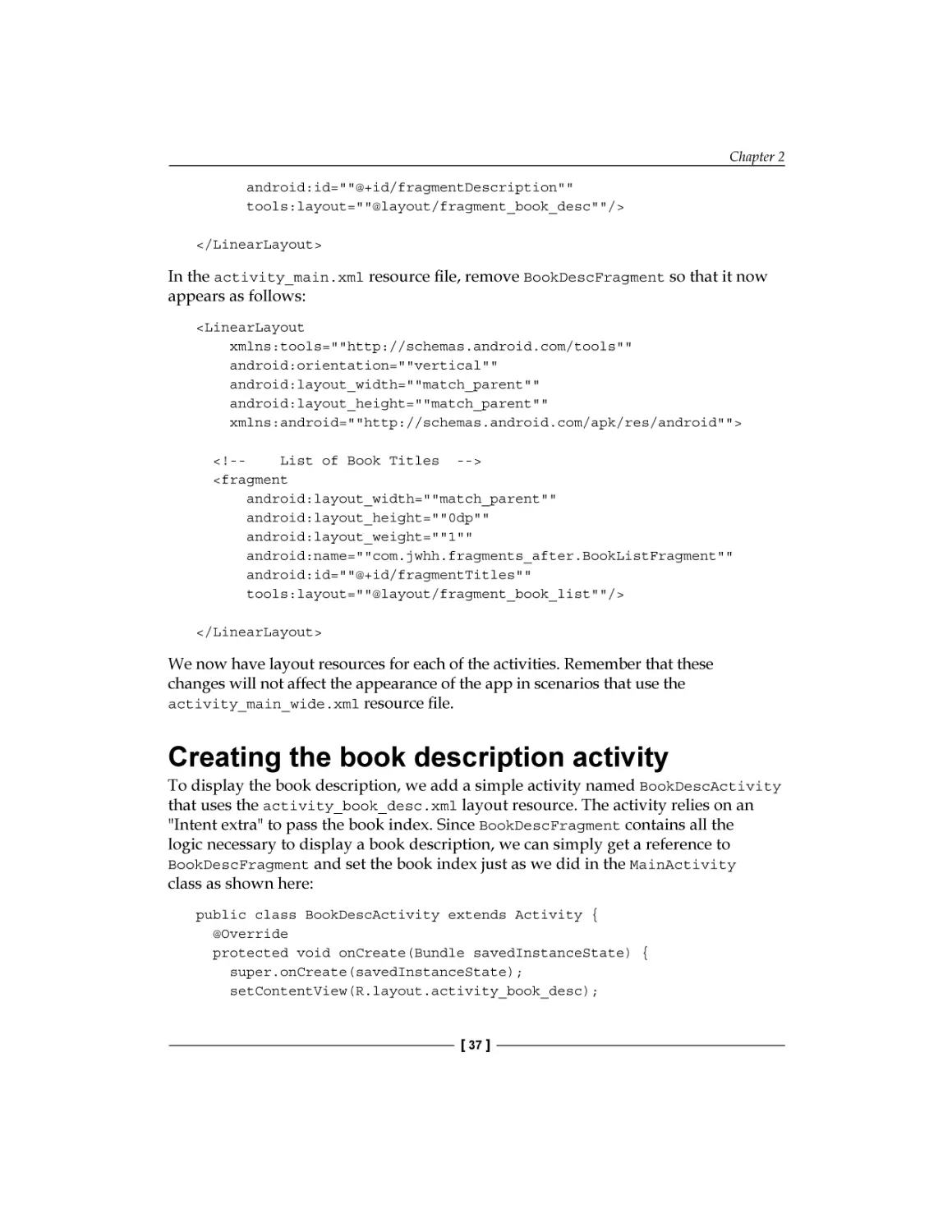 Creating the book description activity