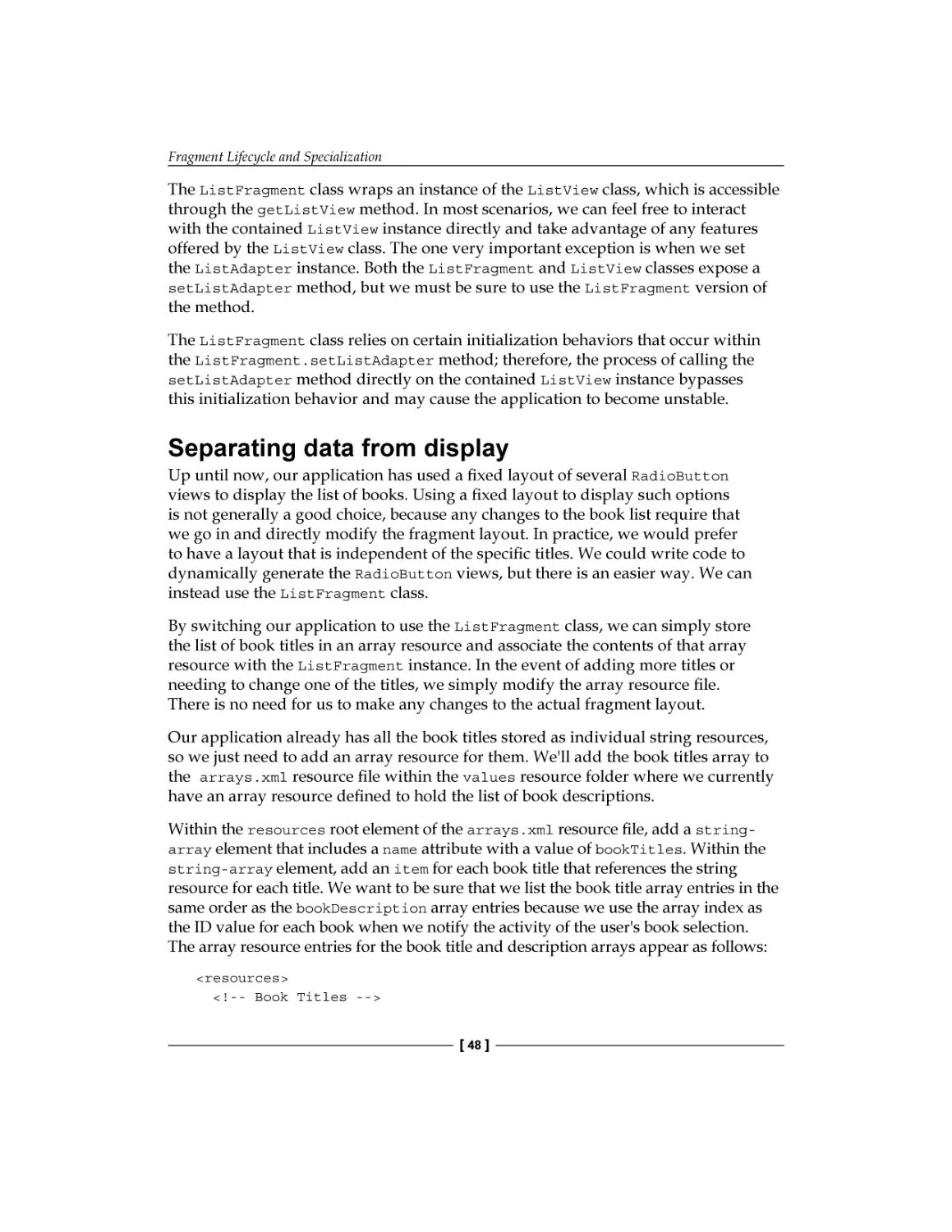 Separating data from display