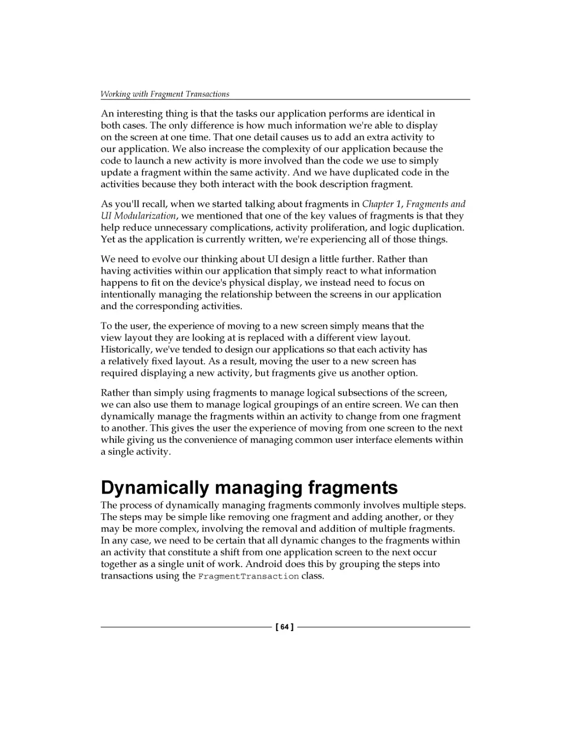 Dynamically managing fragments
