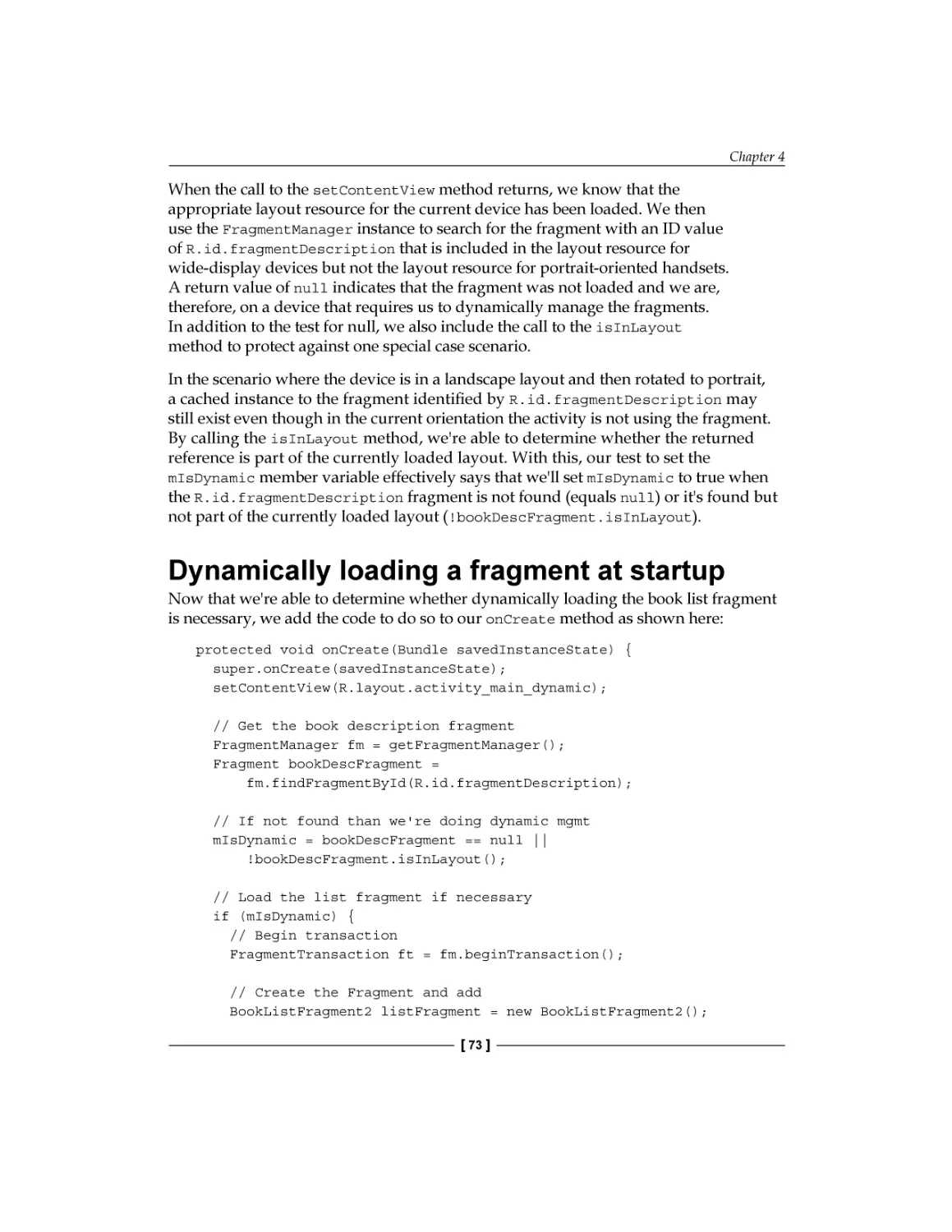 Dynamically loading a fragment at startup