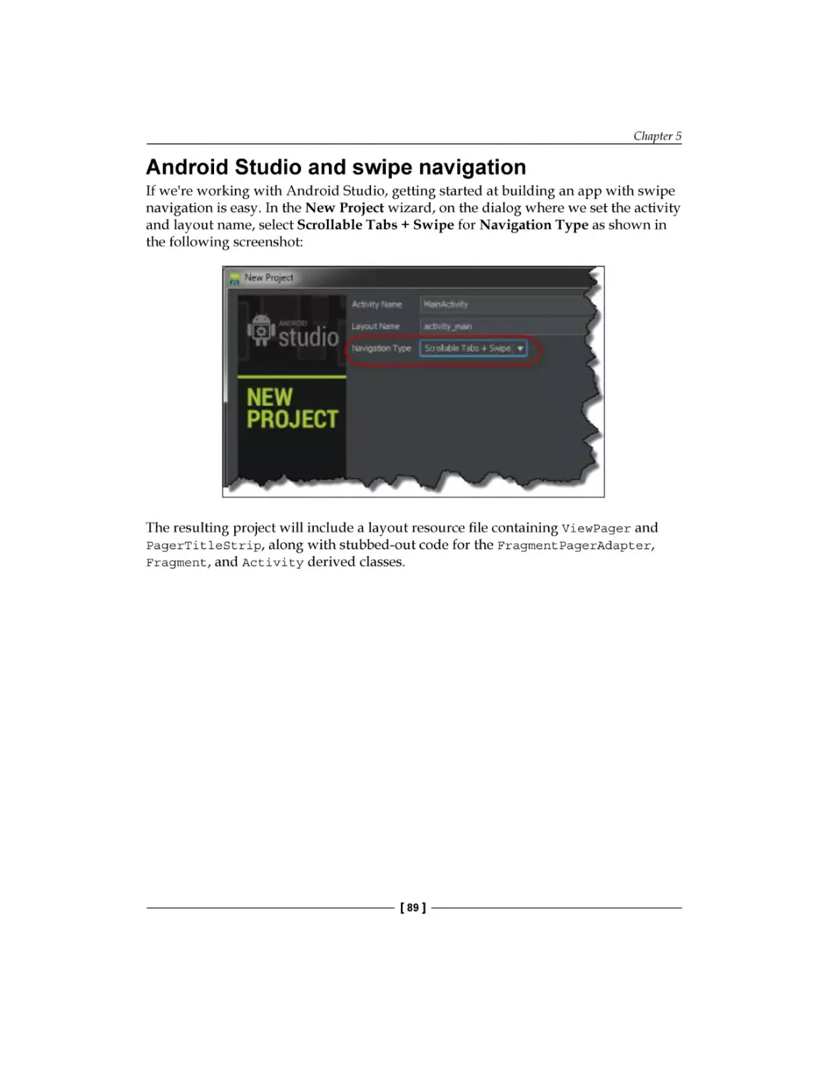 Android Studio and swipe navigation