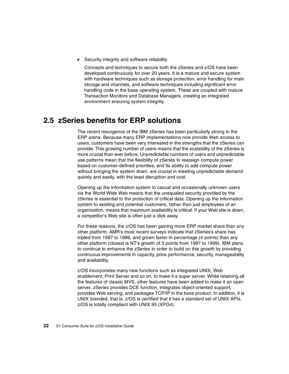 2.5 zSeries benefits for ERP solutions