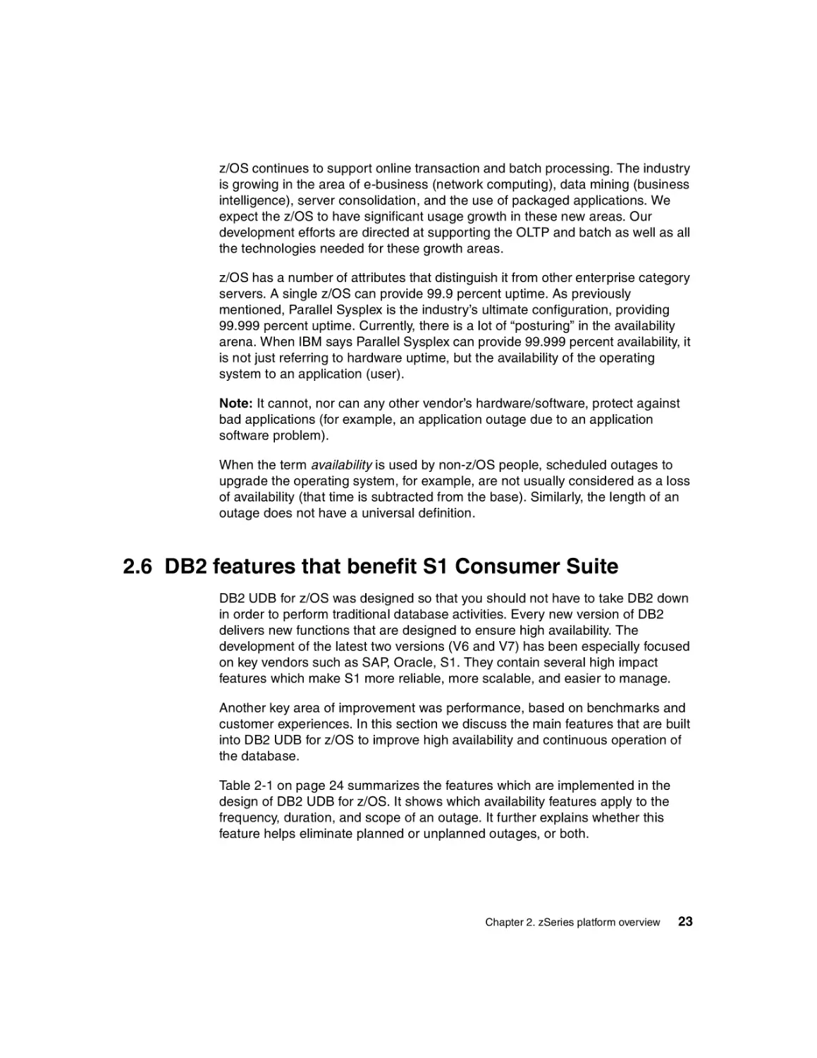 2.6 DB2 features that benefit S1 Consumer Suite