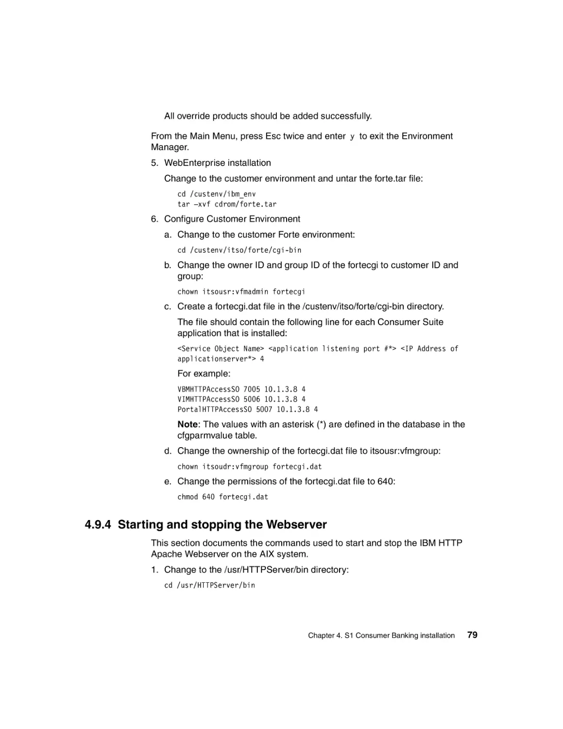 4.9.4 Starting and stopping the Webserver