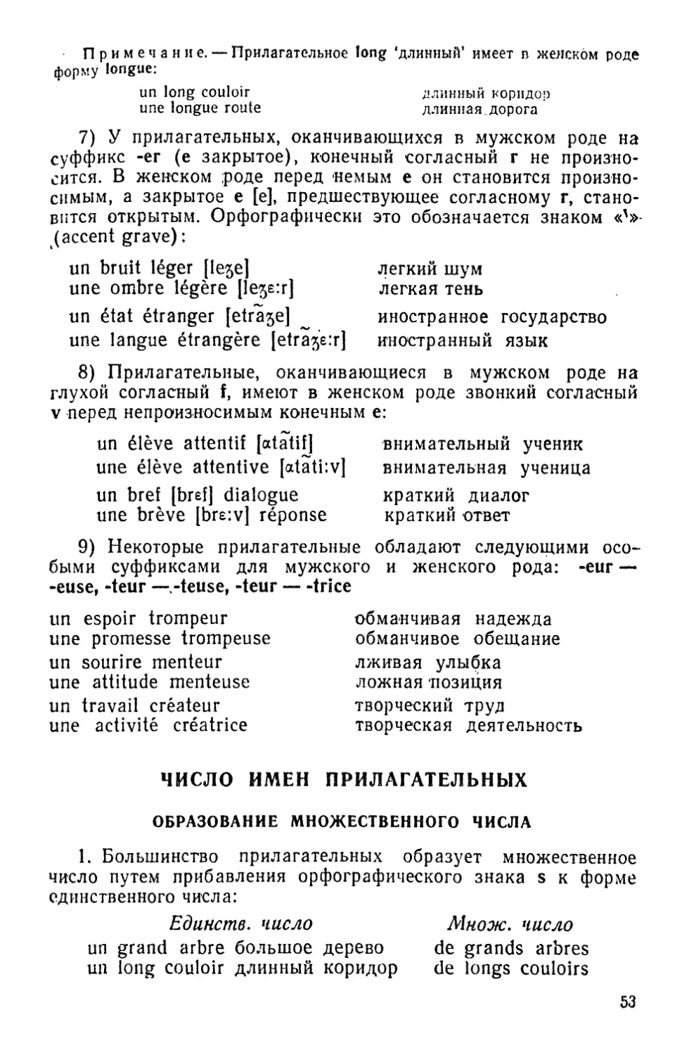 Число имен прилагательных
Образование множественного числа