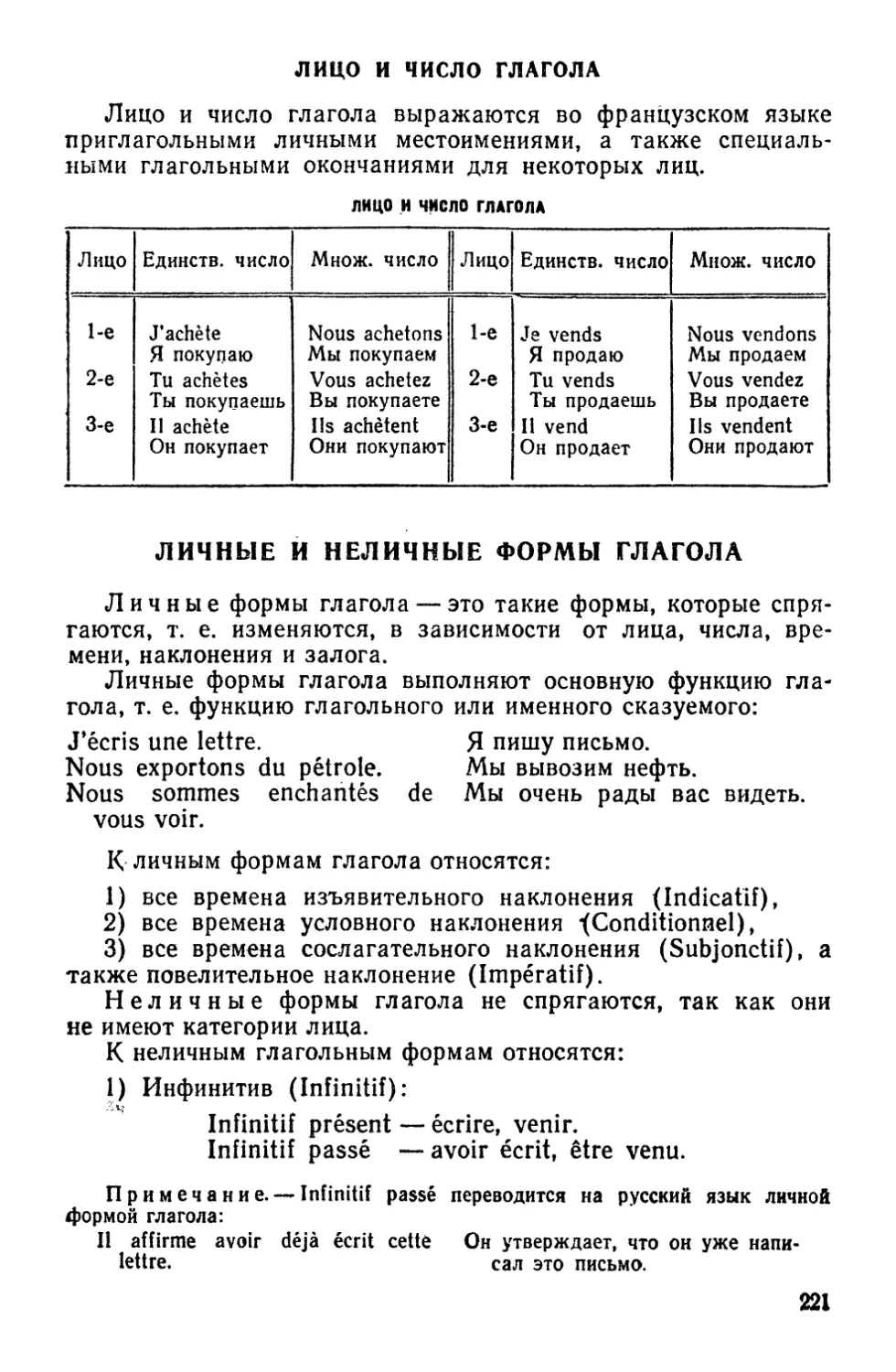 Лицо и число глагола
Личные и неличные формы глагола