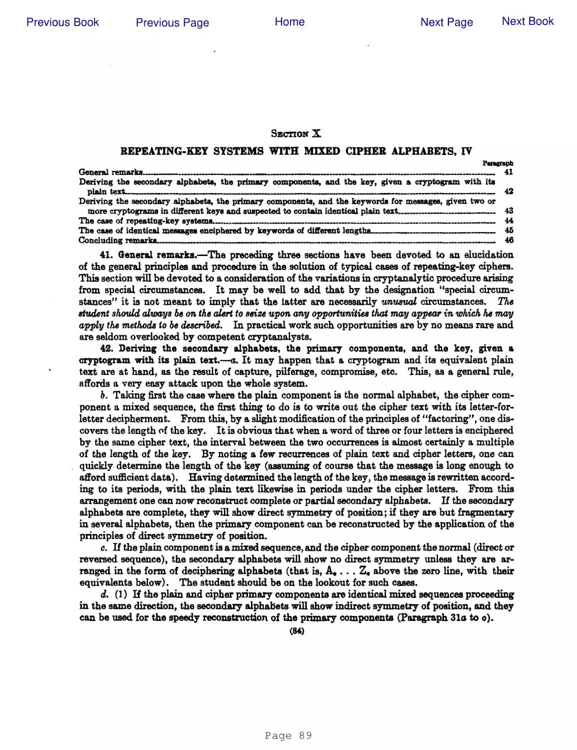 SECTION X
BEPEATING-KEY SYSTEMS WITH MIXED CIPEEB ALPHABETS, IV