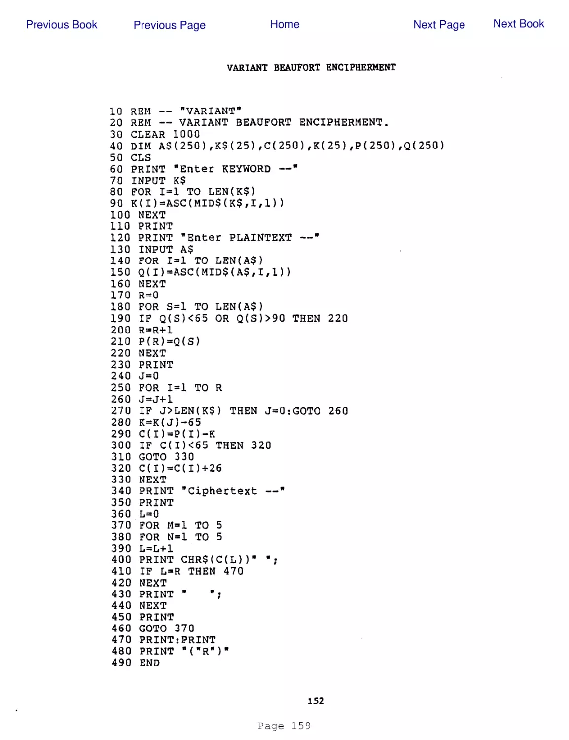 VARIANT BEAUFORT ENCIPHERMENT