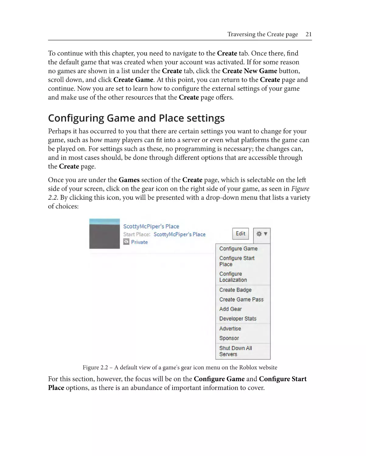 Configuring Game and Place settings