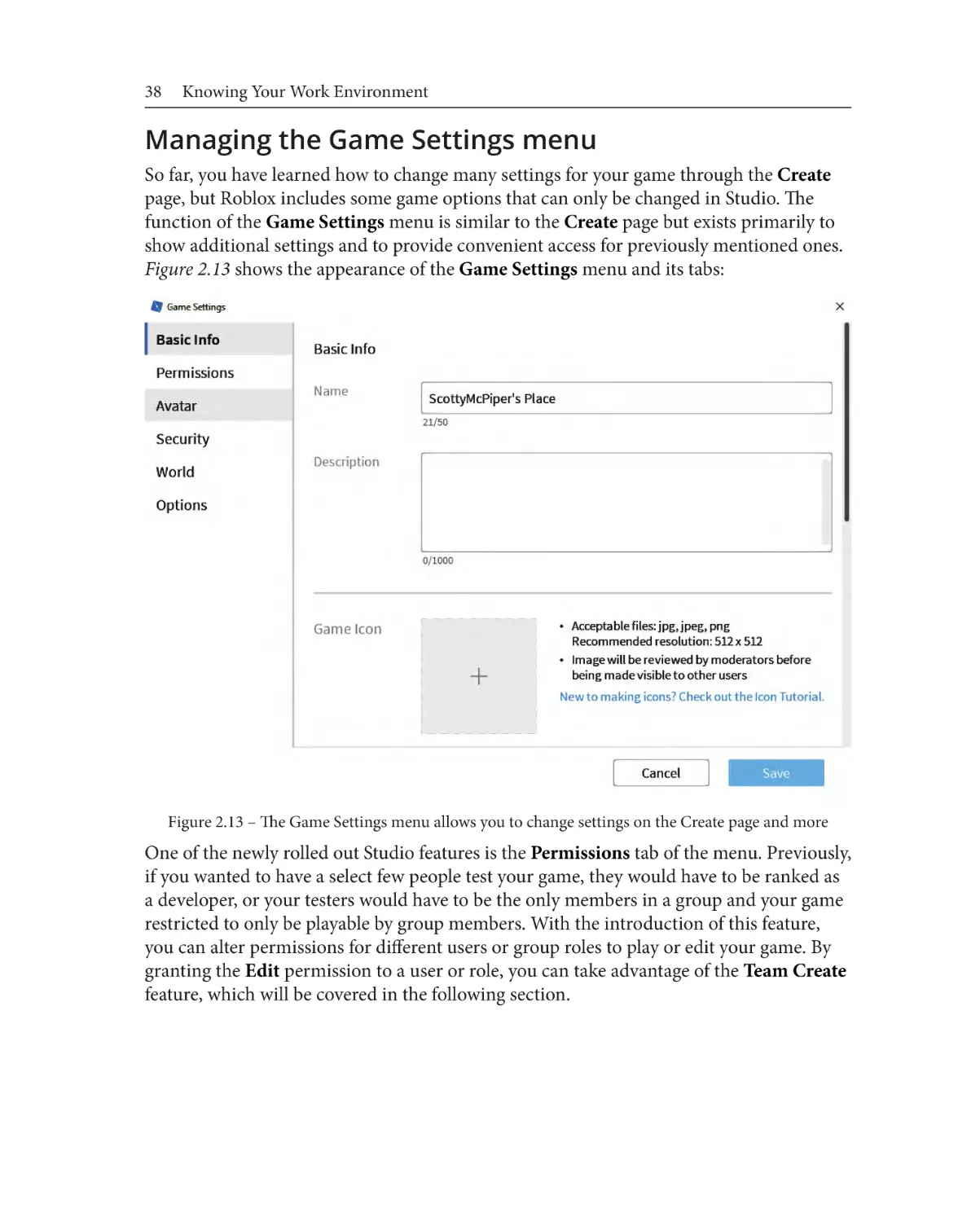 Managing the Game Settings menu