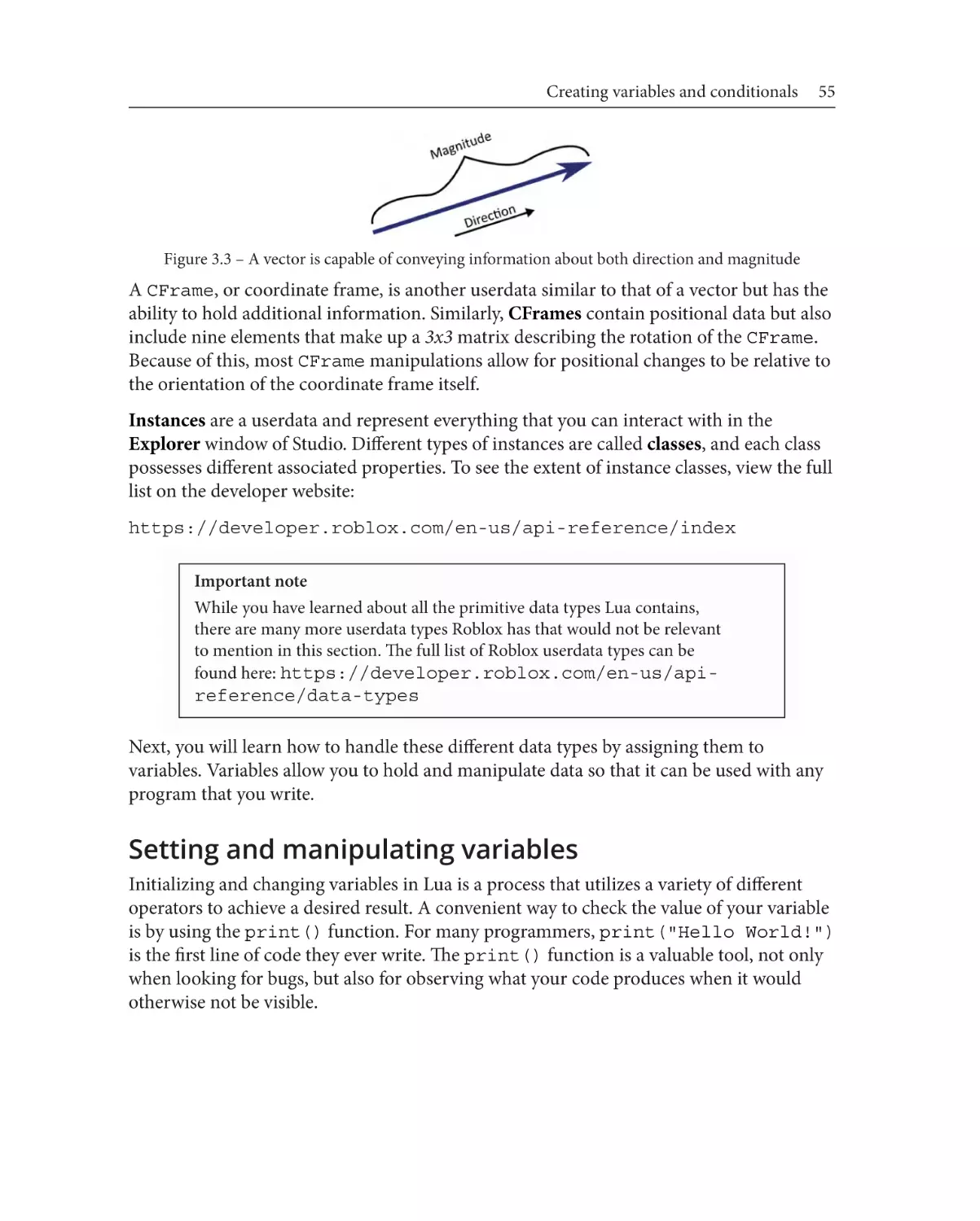 Setting and manipulating variables