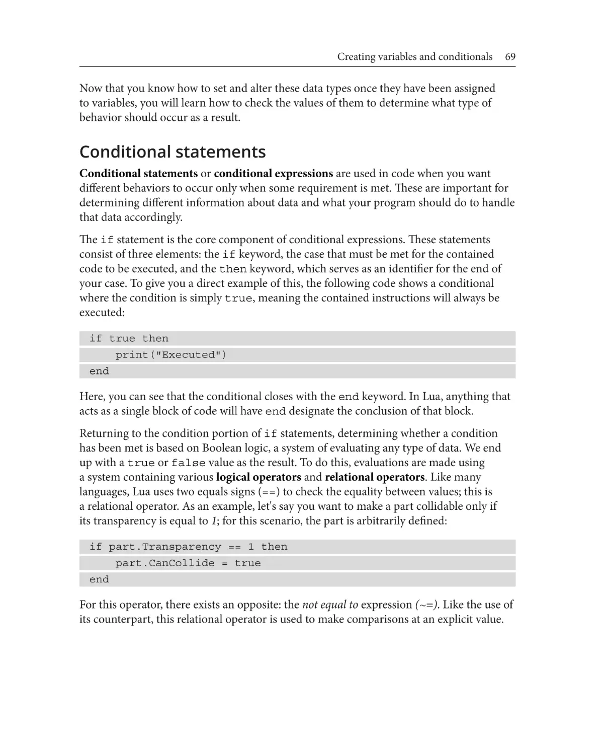 Conditional statements