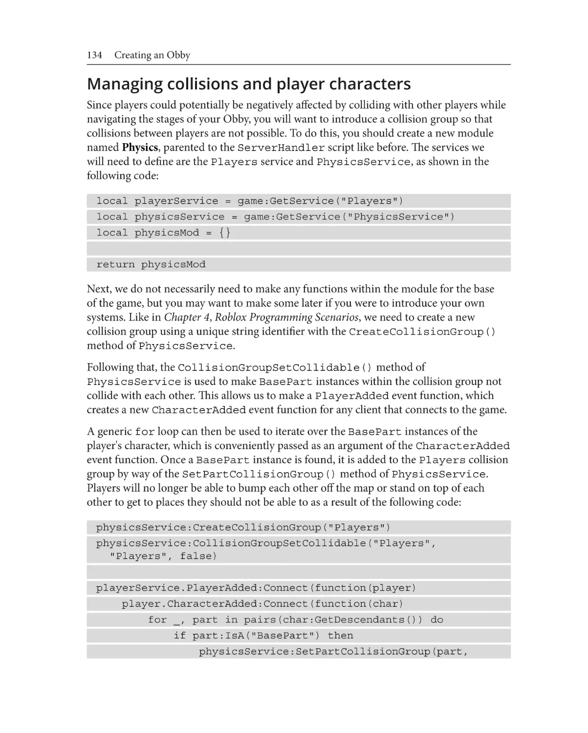 Managing collisions and player characters