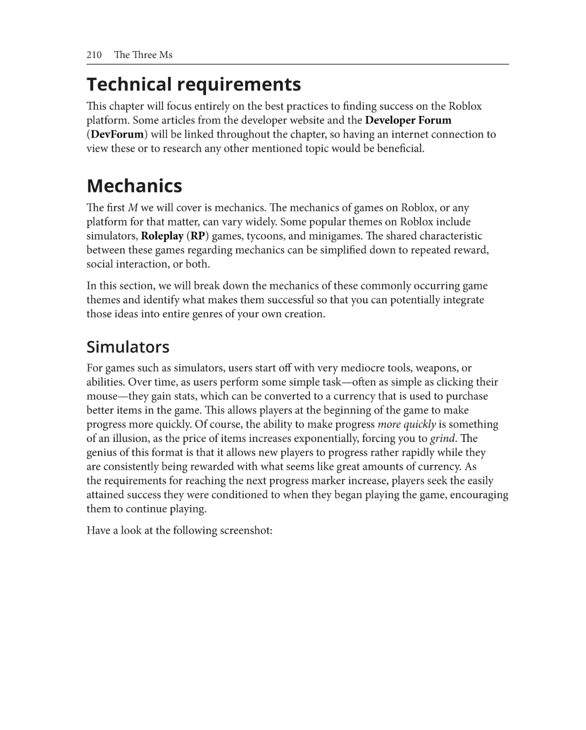 Technical requirements
Mechanics
Simulators