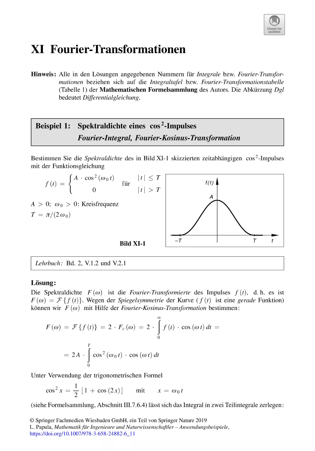 XI Fourier-Transformationen
Beispiel 1