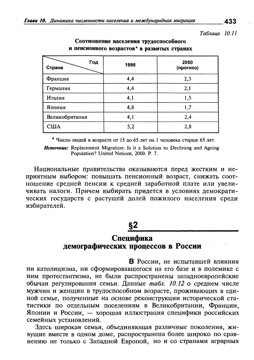 Специфика демографических процессов в России