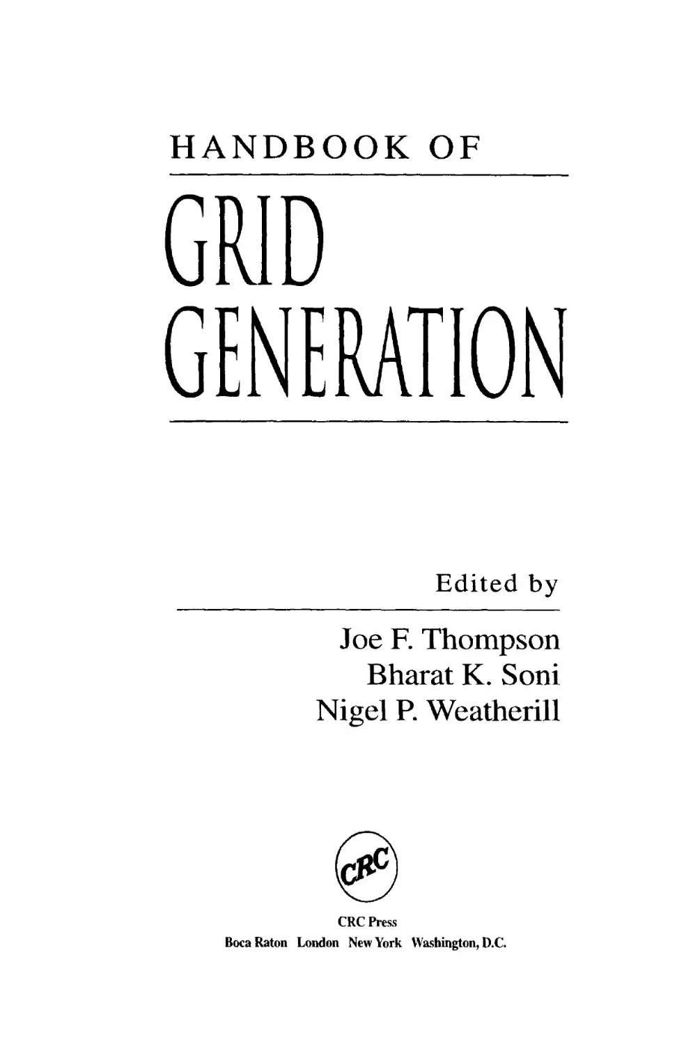 Handbook of Grid Generation