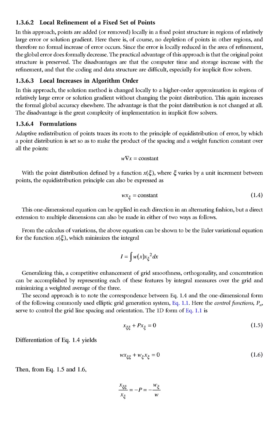 1.3.6.2 Local Refinement of a Fixed Set of Points
1.3.6.3 Local Increases in Algorithm Order
1.3.6.4 Formulations