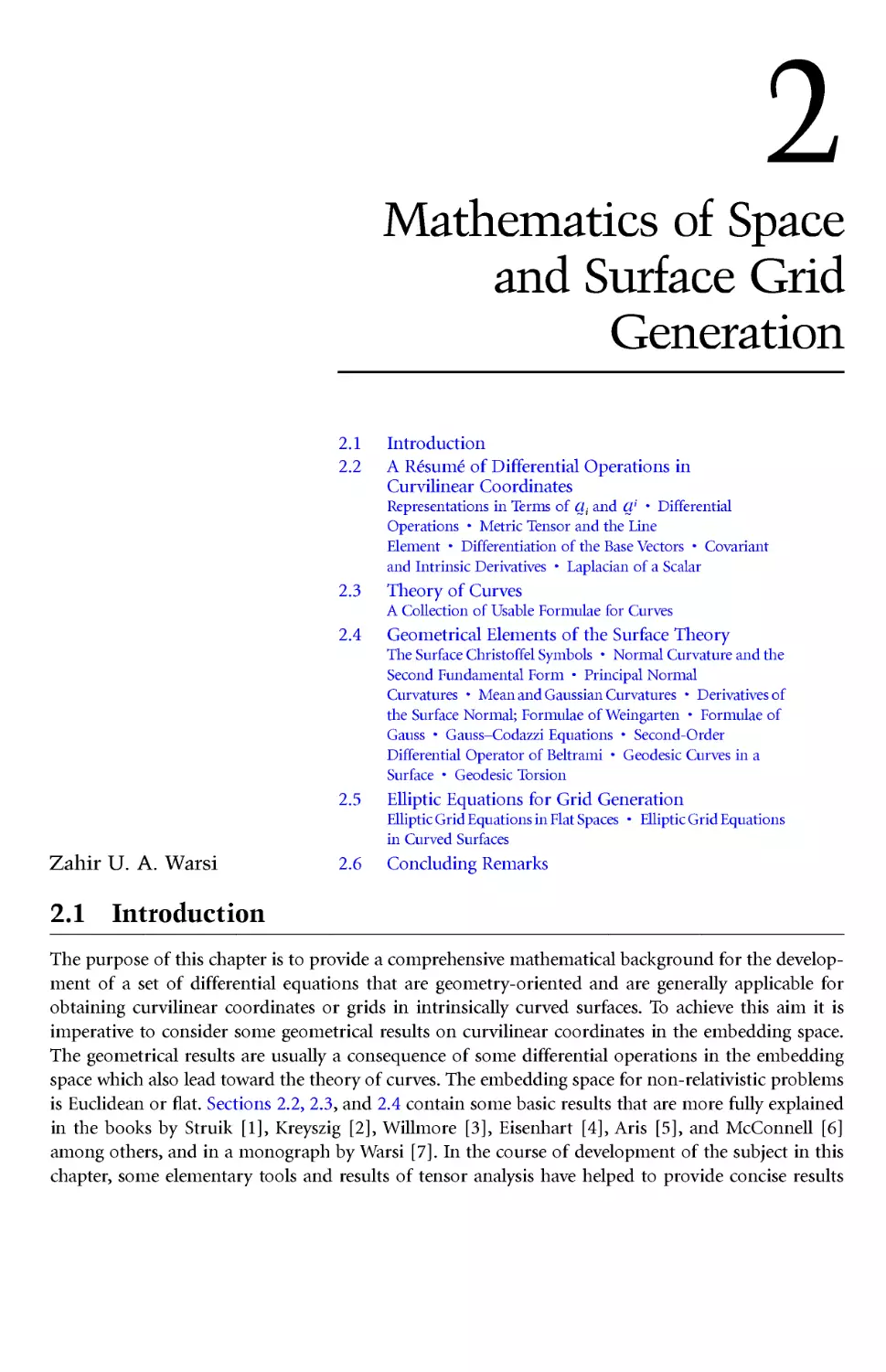 Chapter 2: Mathematics of Space and Surface Grid Generation