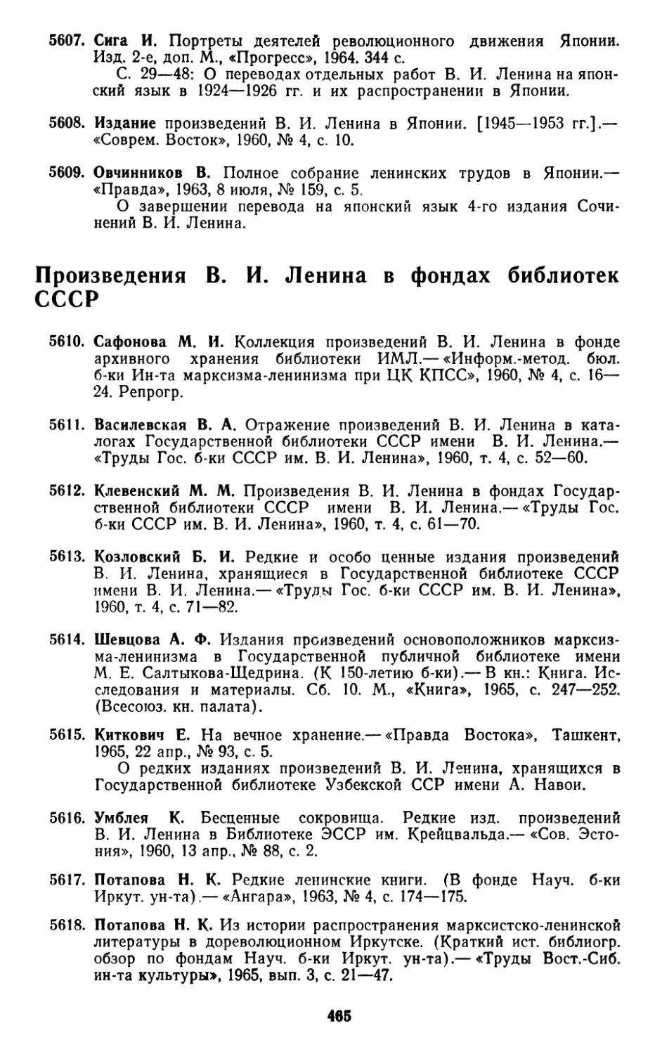 Произведения В. И. Ленина в фондах библиотек СССР