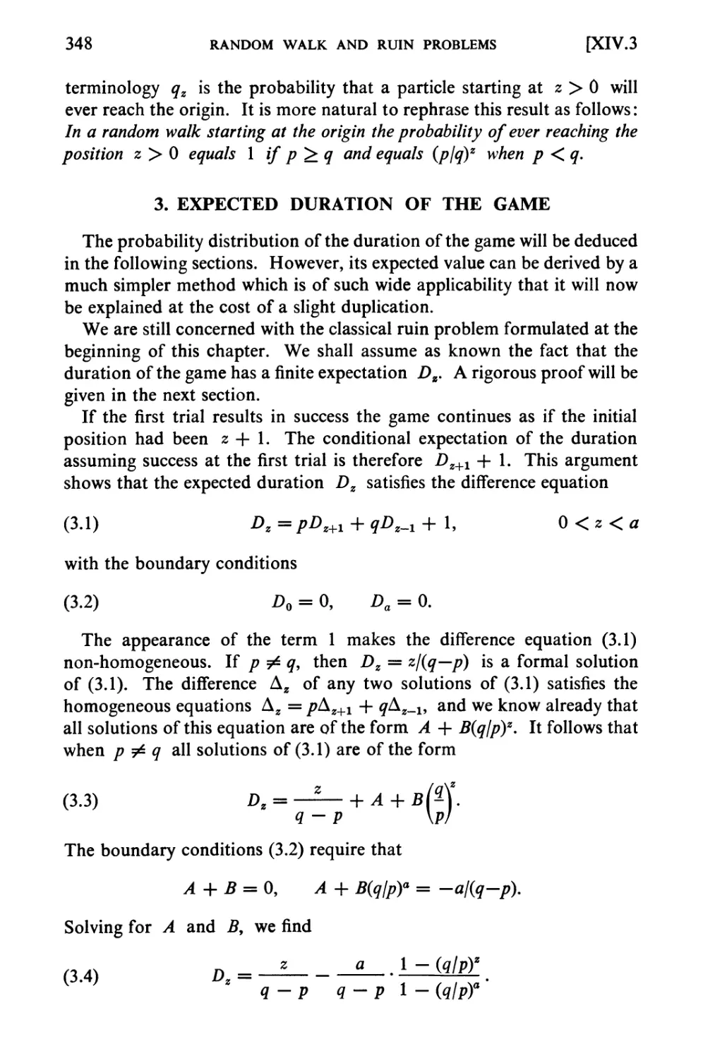 *4. Generating Functions for the Duration of the Game and for the First-Passage Times