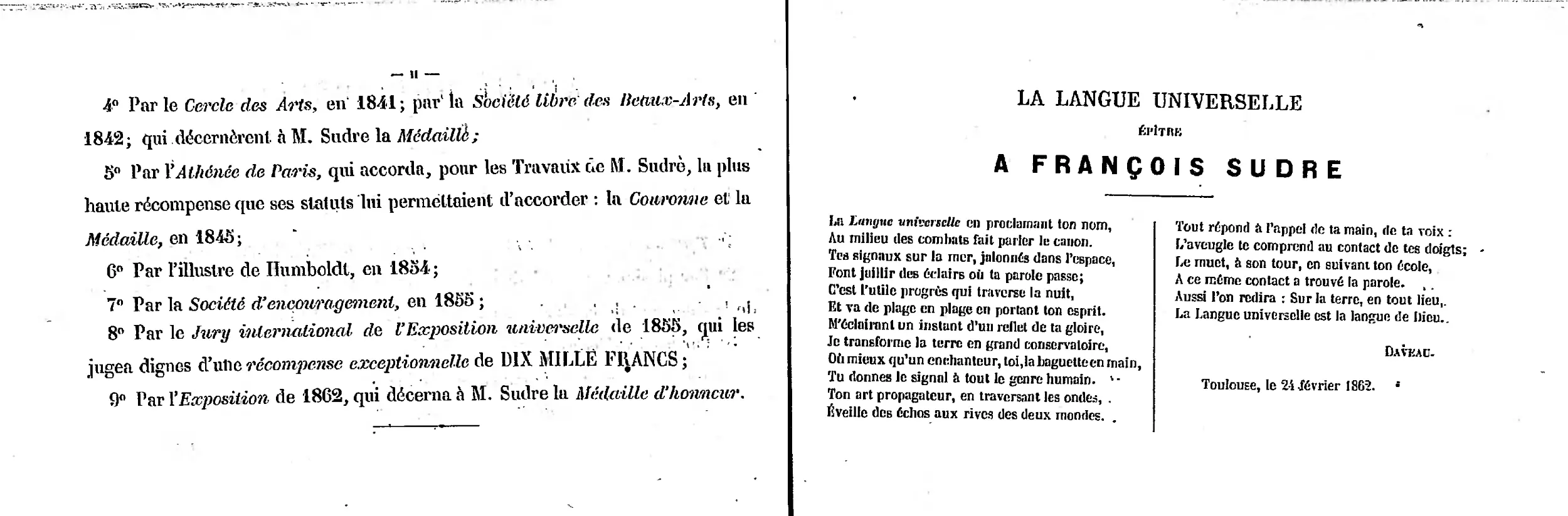 La langue universelle épître a François Sudre