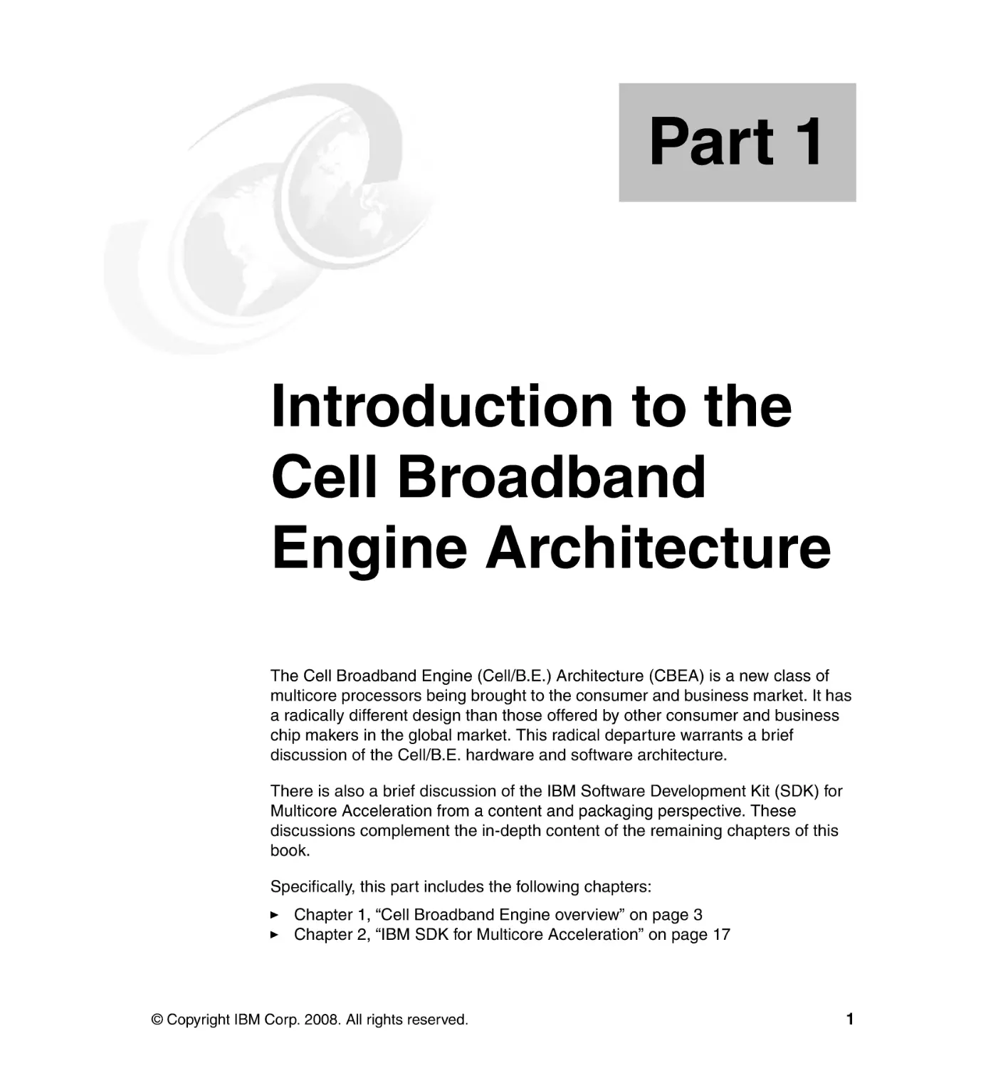 Part 1 Introduction to the Cell Broadband Engine Architecture