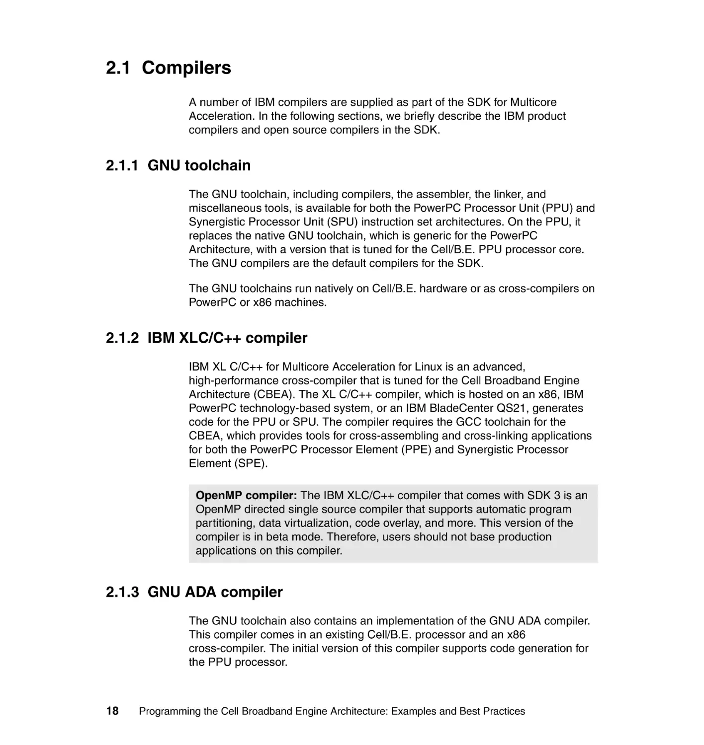 2.1 Compilers
2.1.1 GNU toolchain
2.1.2 IBM XLC/C++ compiler
2.1.3 GNU ADA compiler
