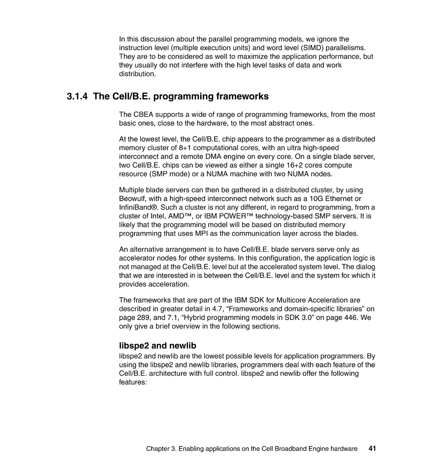 3.1.4 The Cell/B.E. programming frameworks