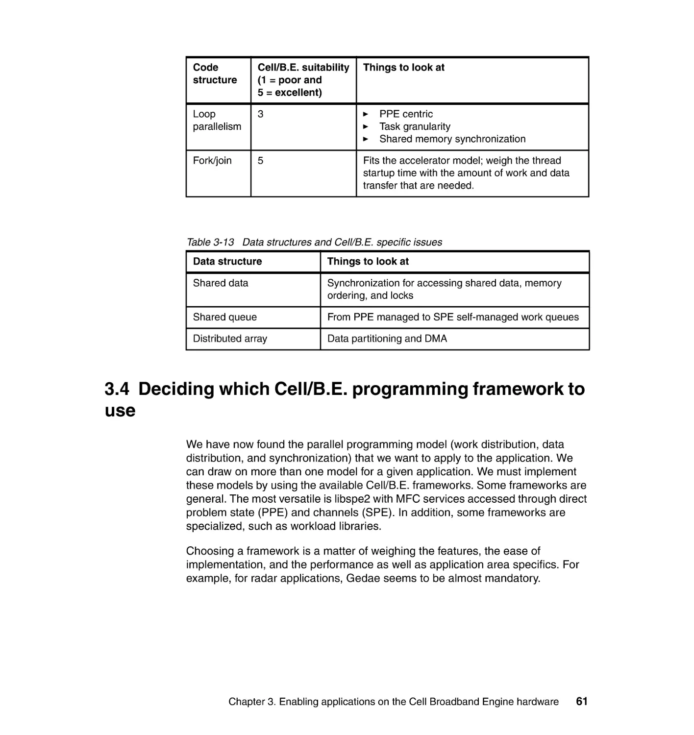 3.4 Deciding which Cell/B.E. programming framework to use
