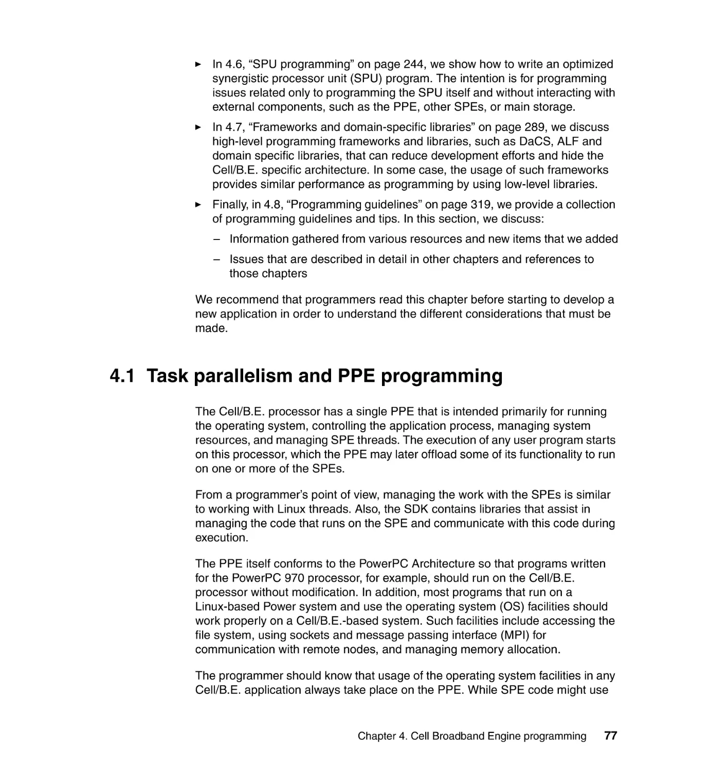 4.1 Task parallelism and PPE programming
