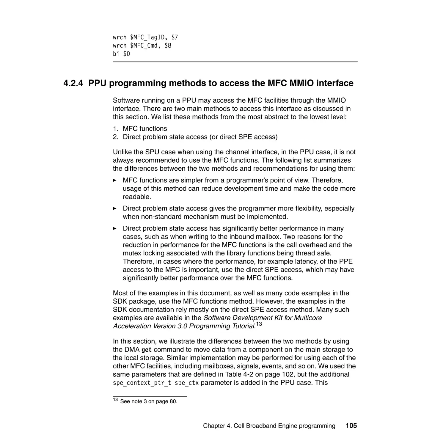 4.2.4 PPU programming methods to access the MFC MMIO interface