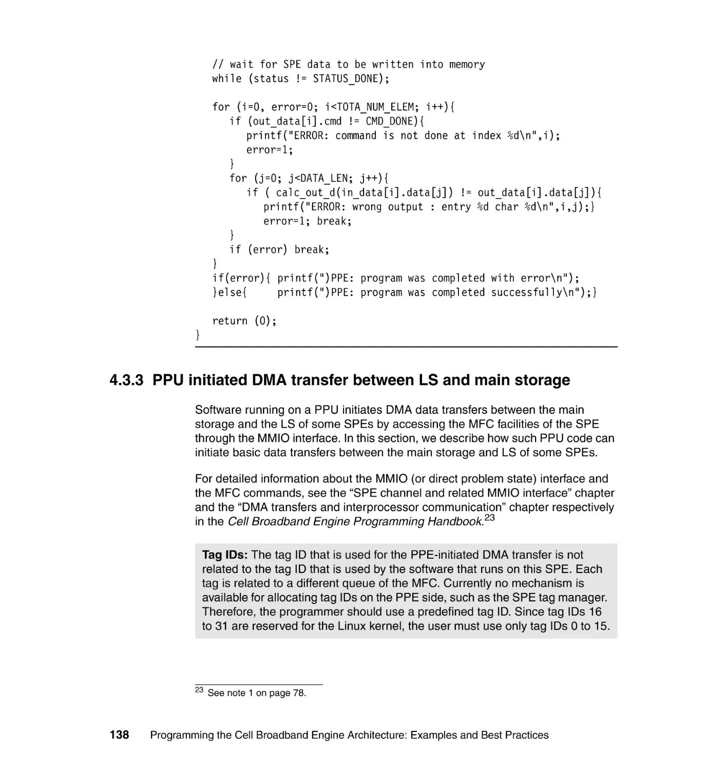 4.3.3 PPU initiated DMA transfer between LS and main storage