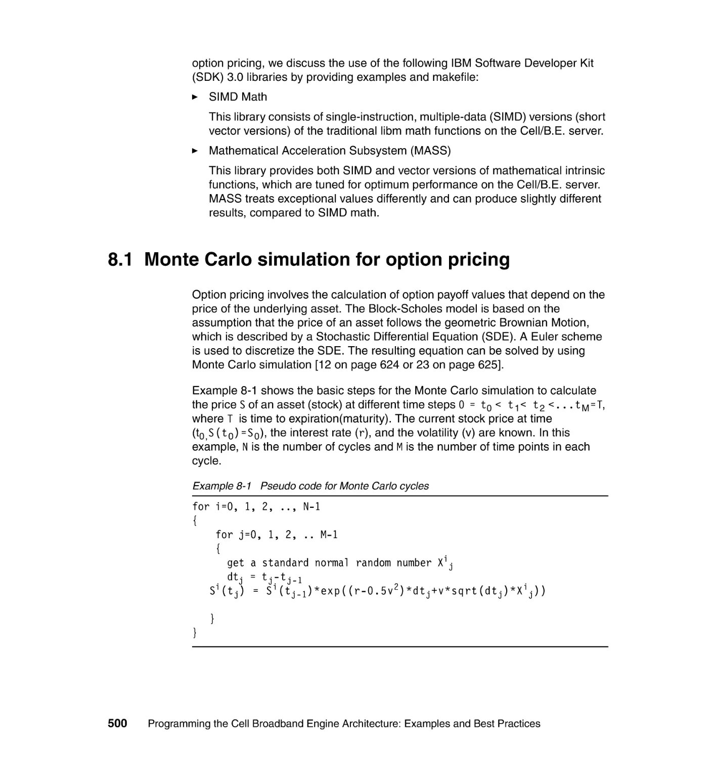 8.1 Monte Carlo simulation for option pricing