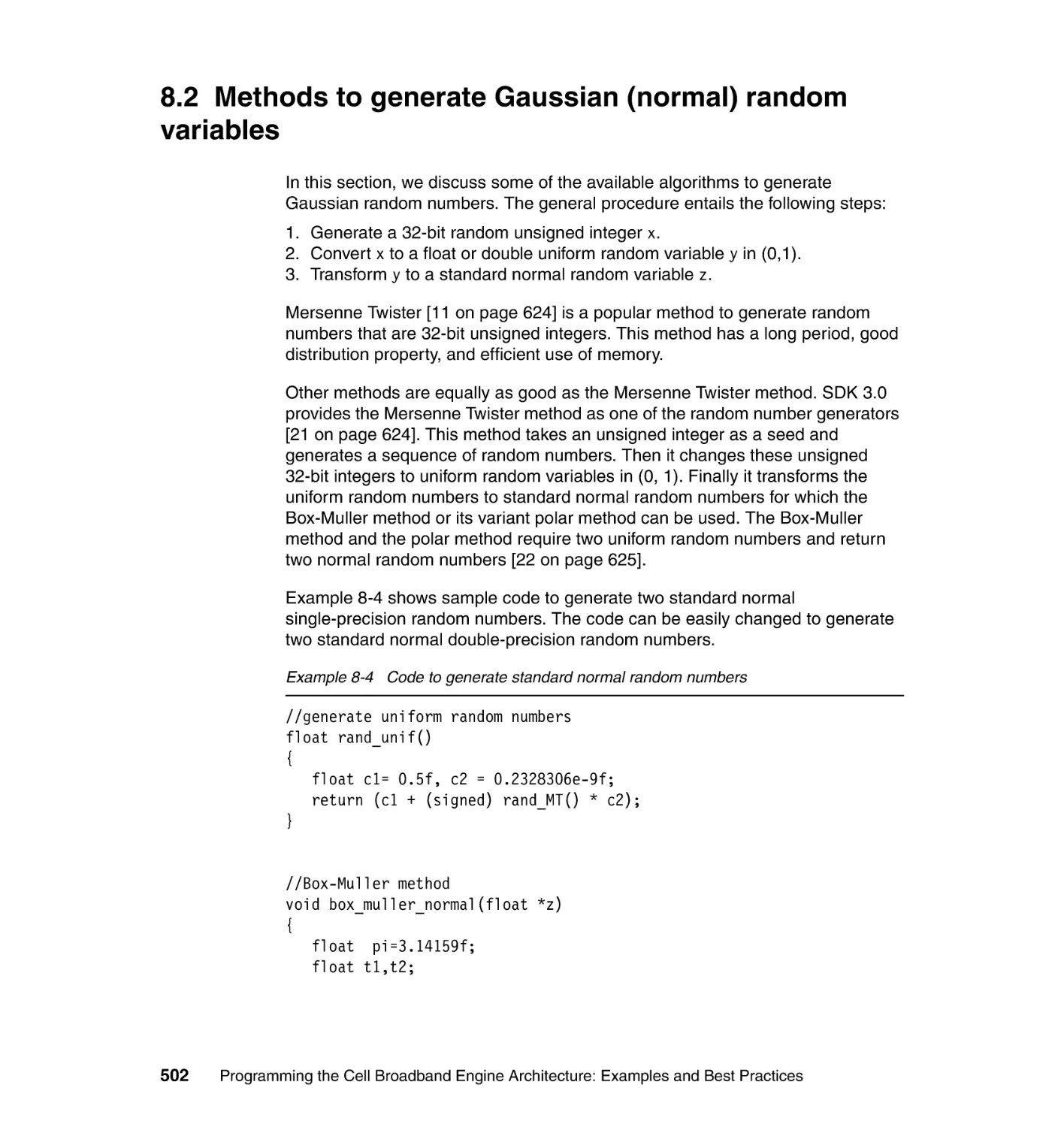 8.2 Methods to generate Gaussian (normal) random variables