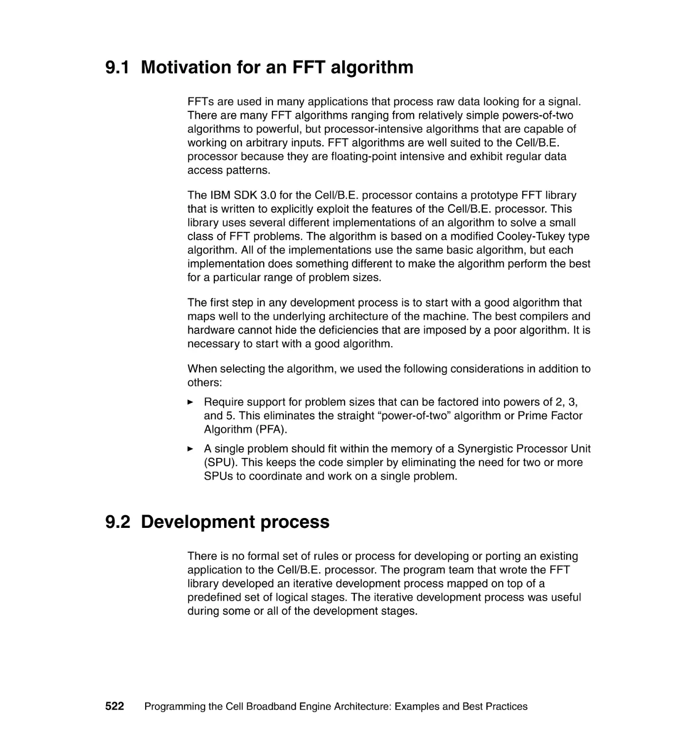 9.1 Motivation for an FFT algorithm
9.2 Development process