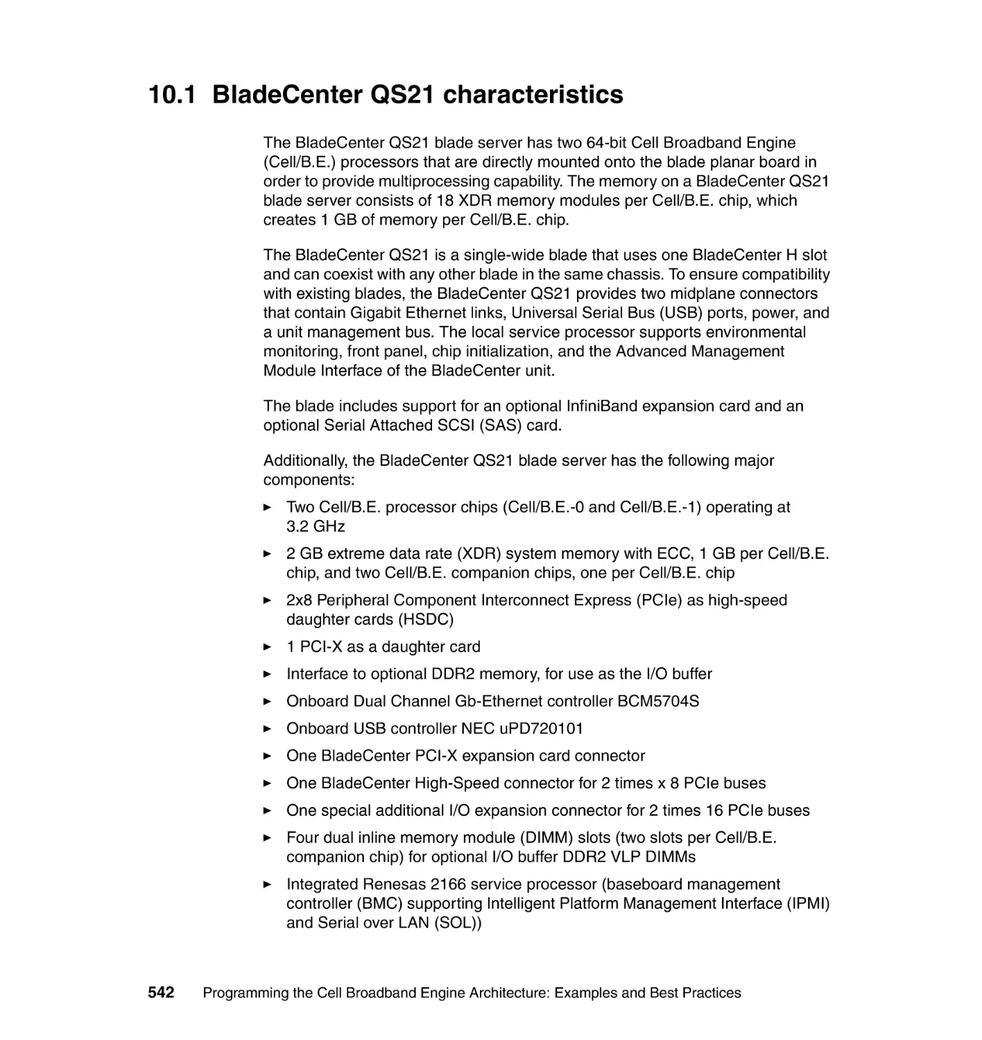 10.1 BladeCenter QS21 characteristics