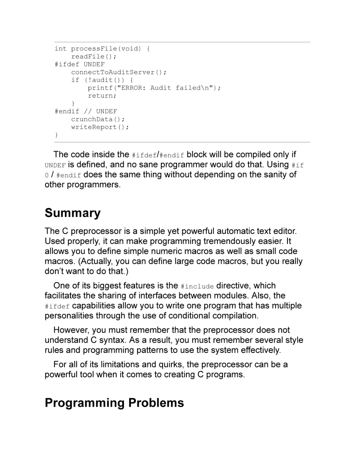 Summary
Programming Problems