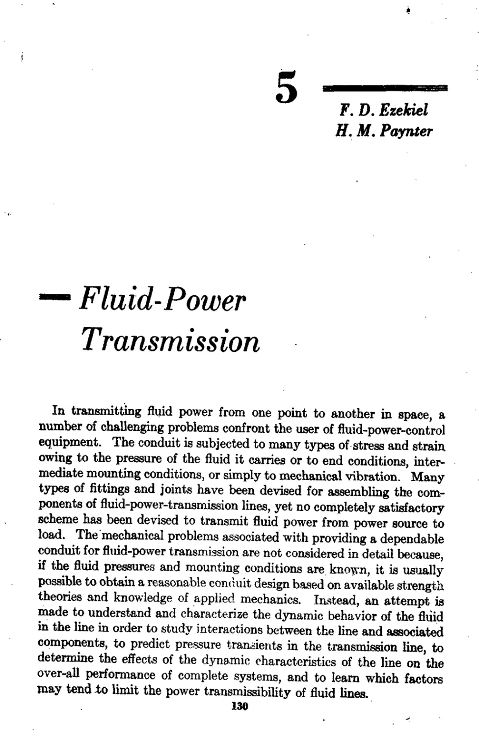Chapter 5 Fluid-Power Transmission: F. D. Ezekiel and H. M. Paynter
