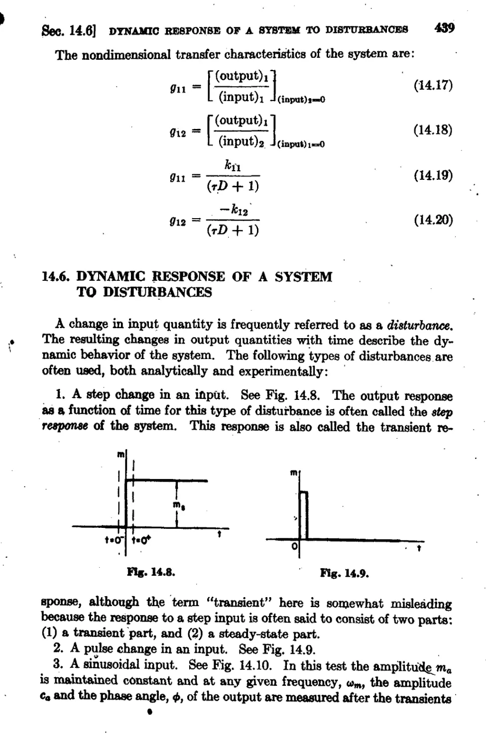 14.6 Dynamic Response of a System to Disturbances