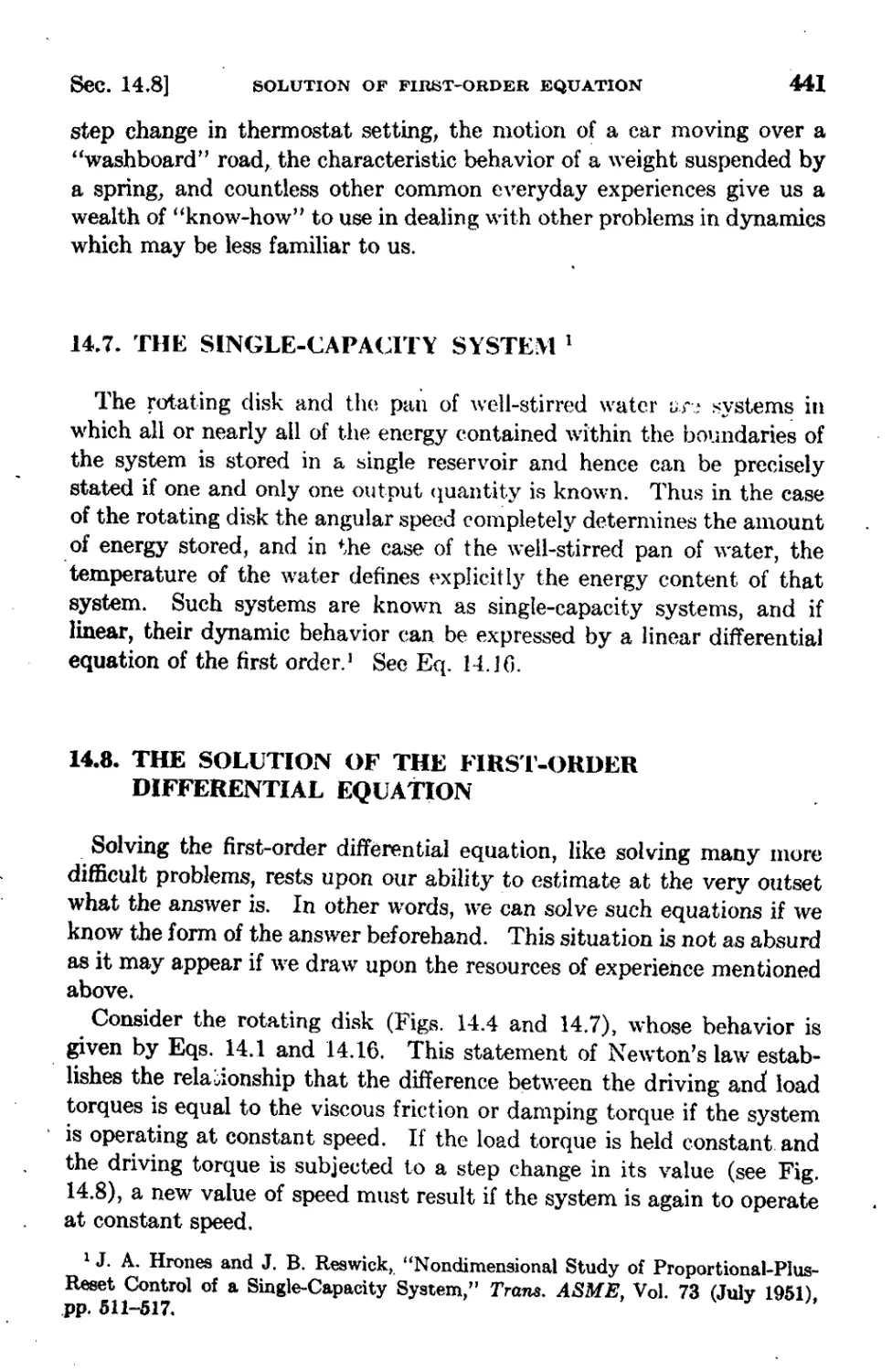 14.7 The Single-Capacity System
14.8 The Solution of the First-Order Differential Equation