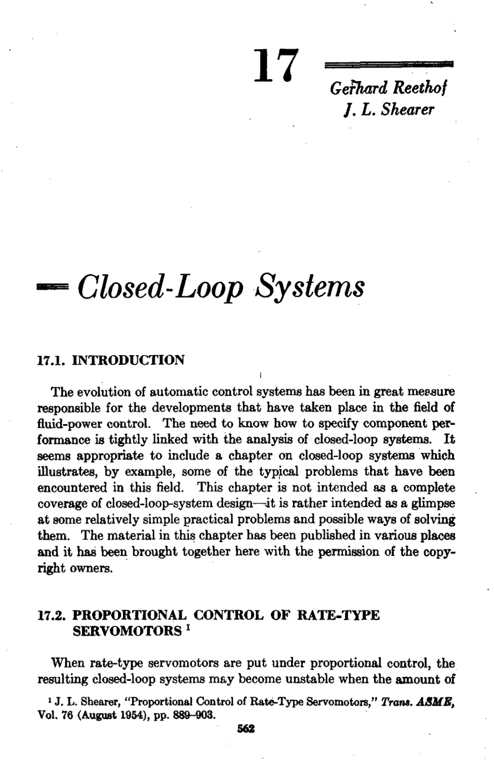 Chapter 17 Closed-Loop Systems: Gerhard Reethof and J. L. Shearer
17.2 Proportional Control of Rate-Type Servomotors