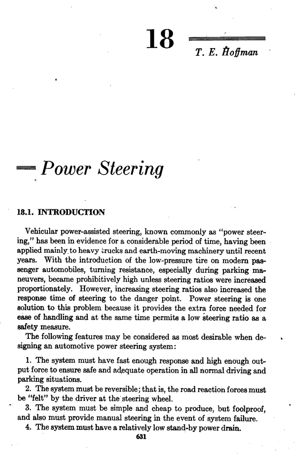 Chapter 18 Power Steering: T. E. Hoffman