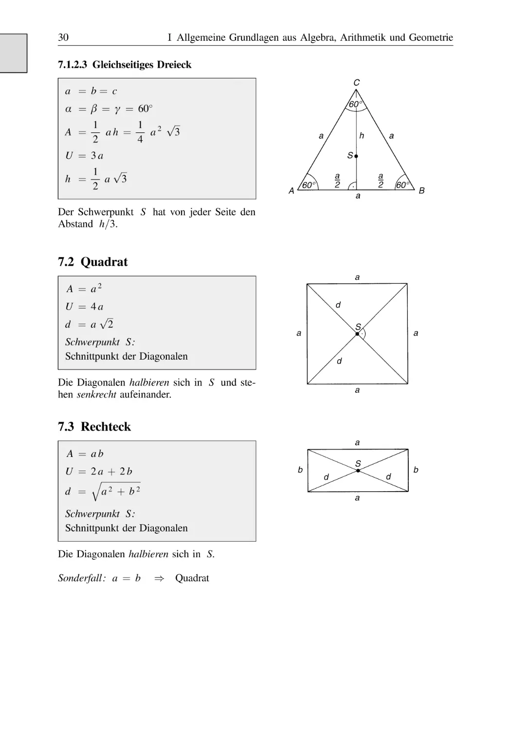 7.1.2.3 Gleichseitiges Dreieck
7.2 Quadrat
7.3 Rechteck